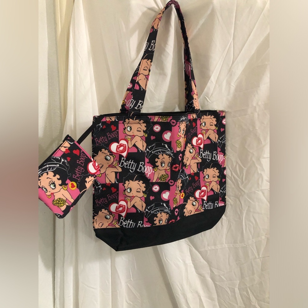 Betty Boop black nylon Betty boop printed all over tote bag brand new